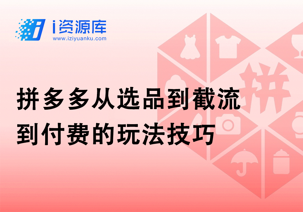 拼多多从选品到截流到付费的玩法技巧-i资源库